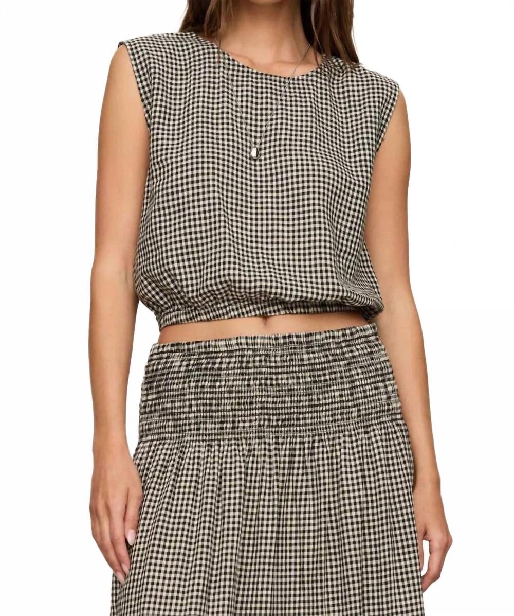 NEW Z SUPPLY merit gingham crop top in black